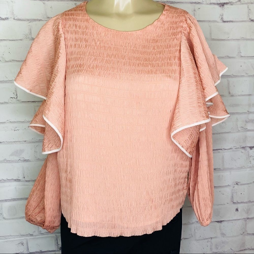 Club Monaco Ribbone Ruffle Blouson-Sleeve Blouse - Picture 5 of 9